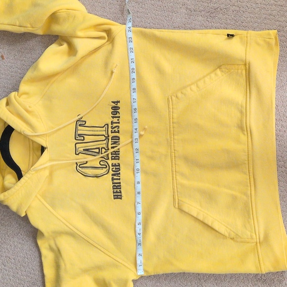 Vintage Yellow Cat Caterpillar Hoodie M - Picture 12 of 12